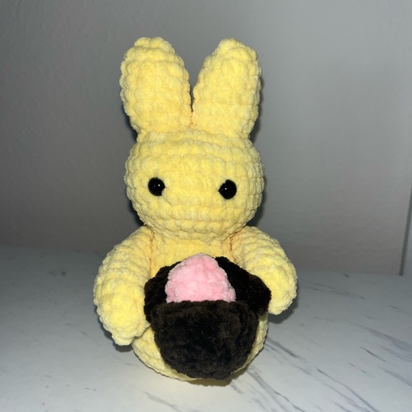 Bunny Holding Basket with Easter Egg Crochet Plushie - Picture 2 of 4